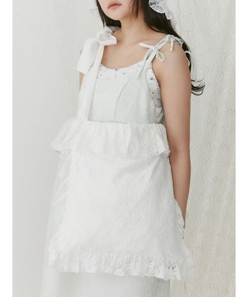 merry jenny(メリージェニー)の「flowerレースフリルトート(トートバッグ・レディース・オフホワイト/ブラック/ピンク・FREE)」の10枚目の写真