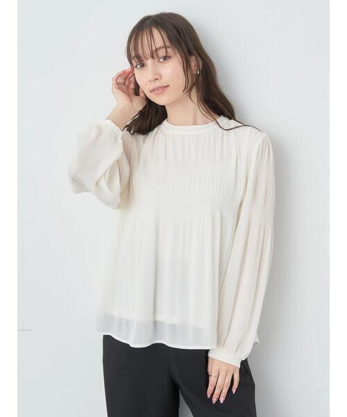 earth music&ecology(アースミュージックアンドエコロジー)の「マジョリカプリーツブラウス(シャツ/ブラウス・レディース・アイボリー/ピンク/ミント/ネイビー/ドット・FREE)」の6枚目の写真