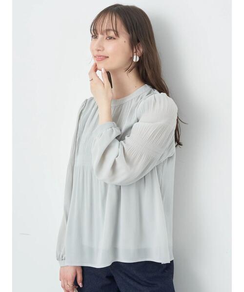 earth music&ecology(アースミュージックアンドエコロジー)の「マジョリカプリーツブラウス(シャツ/ブラウス・レディース・アイボリー/ピンク/ミント/ネイビー/ドット・FREE)」の15枚目の写真