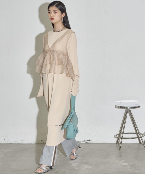 LOUNGEDRESS（ラウンジドレス）の「ドットティアードノースリ
