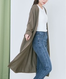 薄手 ニットソー ロング カーディガン