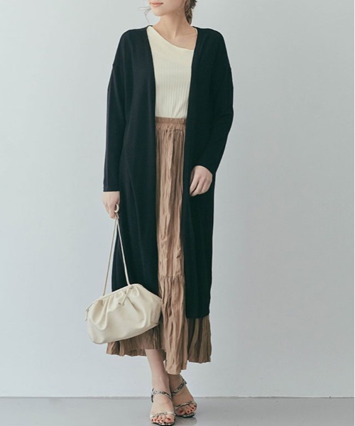 kirakiraShop(キラキラショップ)の「薄手 ニットソー ロング カーディガン(カーディガン/ボレロ・レディース・モカ/ブラック/ライトグレー/ブルー/ネイビー/チャコール/ベージュ系その他・FREE/L)」の8枚目の写真