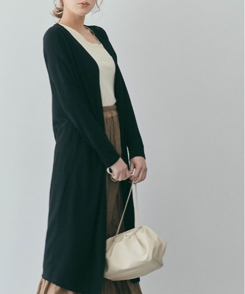 kirakiraShop(キラキラショップ)の「薄手 ニットソー ロング カーディガン(カーディガン/ボレロ・レディース・モカ/ブラック/ライトグレー/ブルー/ネイビー/チャコール/ベージュ系その他・FREE/L)」の9枚目の写真