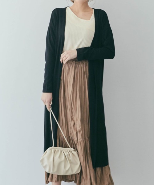 kirakiraShop(キラキラショップ)の「薄手 ニットソー ロング カーディガン(カーディガン/ボレロ・レディース・モカ/ブラック/ライトグレー/ブルー/ネイビー/チャコール/ベージュ系その他・FREE/L)」の11枚目の写真