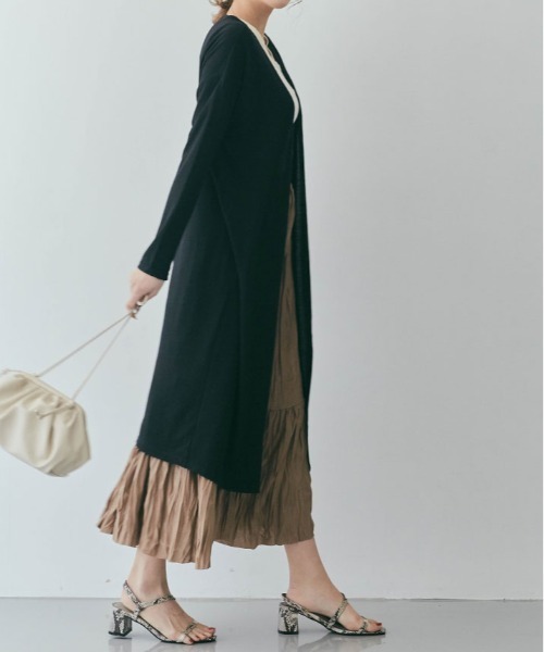 kirakiraShop(キラキラショップ)の「薄手 ニットソー ロング カーディガン(カーディガン/ボレロ・レディース・モカ/ブラック/ライトグレー/ブルー/ネイビー/チャコール/ベージュ系その他・FREE/L)」の13枚目の写真