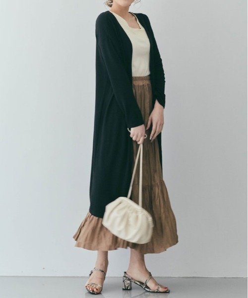 kirakiraShop(キラキラショップ)の「薄手 ニットソー ロング カーディガン(カーディガン/ボレロ・レディース・モカ/ブラック/ライトグレー/ブルー/ネイビー/チャコール/ベージュ系その他・FREE/L)」の17枚目の写真