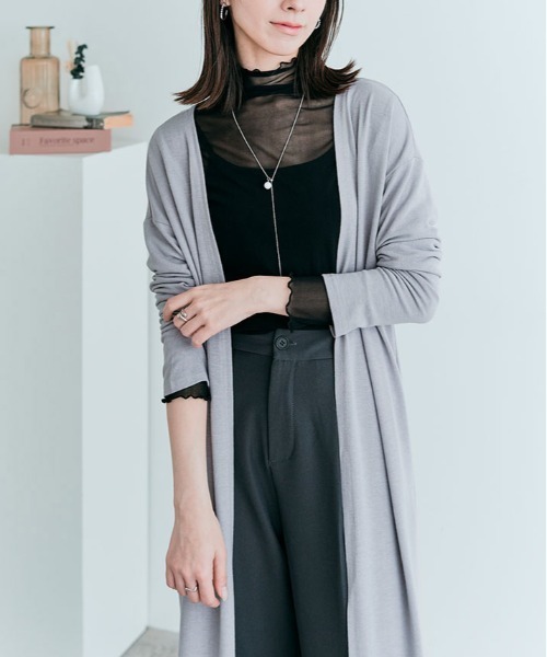 kirakiraShop(キラキラショップ)の「薄手 ニットソー ロング カーディガン(カーディガン/ボレロ・レディース・モカ/ブラック/ライトグレー/ブルー/ネイビー/チャコール/ベージュ系その他・FREE/L)」の22枚目の写真