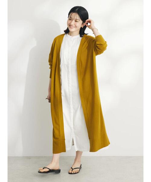 CRAFT STANDARD BOUTIQUE(クラフトスタンダードブティック)の「裾スリットロングニットカーディガン(カーディガン/ボレロ・レディース・マスタード/ブラック/カーキ/ホワイト系その他・FREE)」の7枚目の写真