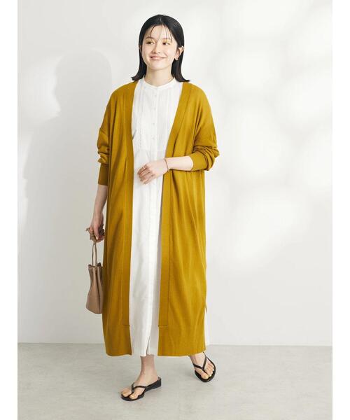 CRAFT STANDARD BOUTIQUE(クラフトスタンダードブティック)の「裾スリットロングニットカーディガン(カーディガン/ボレロ・レディース・マスタード/ブラック/カーキ/ホワイト系その他・FREE)」の9枚目の写真