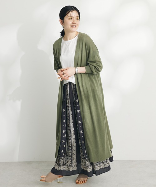 CRAFT STANDARD BOUTIQUE(クラフトスタンダードブティック)の「裾スリットロングニットカーディガン(カーディガン/ボレロ・レディース・マスタード/ブラック/カーキ/ホワイト系その他・FREE)」の4枚目の写真