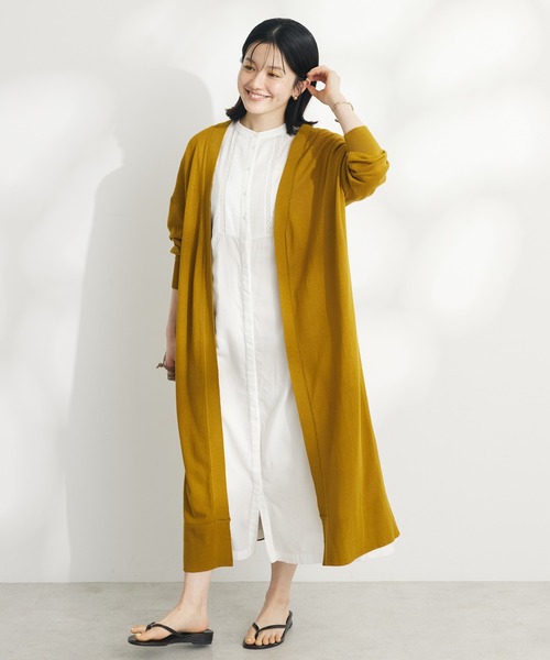 CRAFT STANDARD BOUTIQUE(クラフトスタンダードブティック)の「裾スリットロングニットカーディガン(カーディガン/ボレロ・レディース・マスタード/ブラック/カーキ/ホワイト系その他・FREE)」の1枚目の写真