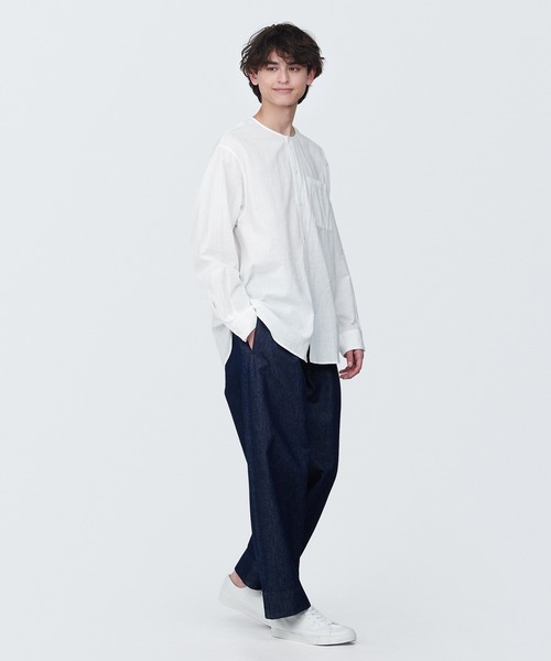 無印良品（ムジルシリョウヒン）の「紳士　インドの手紡ぎ手織りシャツ（シャツ/ブラウス・レディース・ブラック/ホワイト・S/M/L）」の3枚目の写真