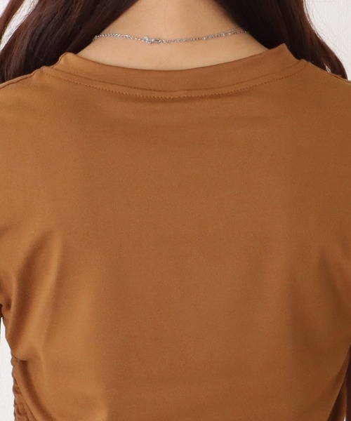 Lace Ladies（レースレディース）の「サイド ギャザー クルーネック 半袖 Tシャツ（Tシャツ/カットソー・レディース・モカ/ホワイト/ピンク/ブラック/グレー・M/XL）」の22枚目の写真
