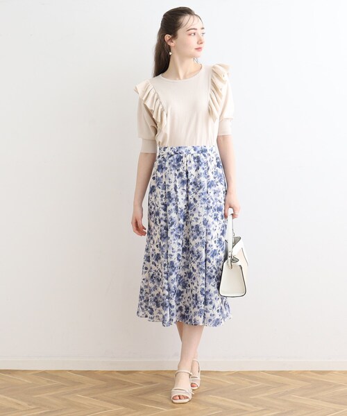 couture brooch（クチュールブローチ）の「◆フリル5分袖ニット（ニット/セーター・レディース・ブラック/ライトブルー/アイボリー・42/38）」の8枚目の写真