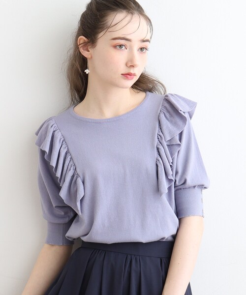 couture brooch（クチュールブローチ）の「◆フリル5分袖ニット（ニット/セーター・レディース・ブラック/ライトブルー/アイボリー・42/38）」の19枚目の写真