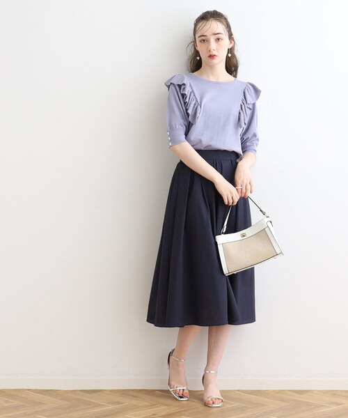 couture brooch（クチュールブローチ）の「◆フリル5分袖ニット（ニット/セーター・レディース・ブラック/ライトブルー/アイボリー・42/38）」の22枚目の写真