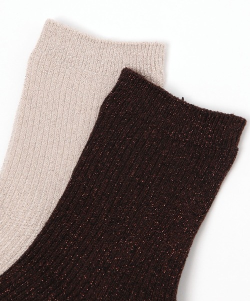 GLOBAL WORK（グローバルワーク）の「リブラメクルーソックス抗菌防臭/109590（ソックス/靴下・レディース・ライトグレー/ブラック/ベージュ/ブラウン/シルバー・FREE）」の10枚目の写真