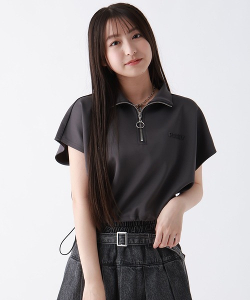 repipi armario(レピピ アルマリオ)の「ラインハーフZIPトップス(Tシャツ/カットソー・キッズ・アイボリー/スミクロ/グレー・LARGE/MEDIUM/SMALL)」の3枚目の写真
