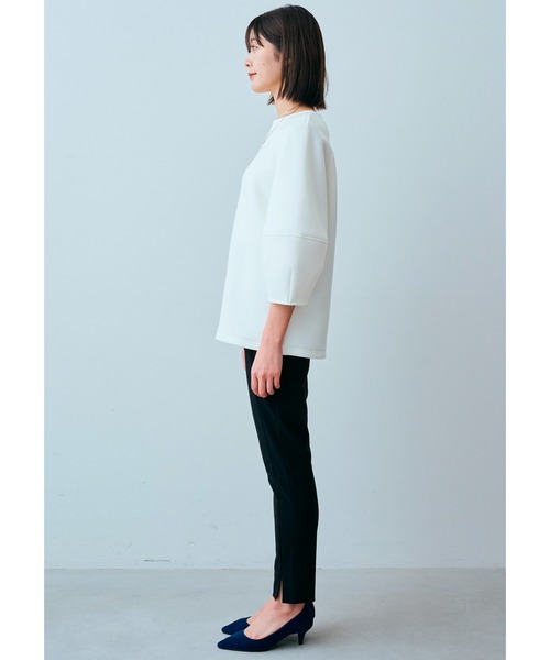 IEDIT（イディット）の「ＩＥＤＩＴ　ランタンスリーブのきれいめダンボールカットソートップス（Tシャツ/カットソー・レディース・パープル/ホワイト・XX-LARGE/X-LARGE/LARGE/MEDIUM/XXX-LARGE/SMALL）」の5枚目の写真