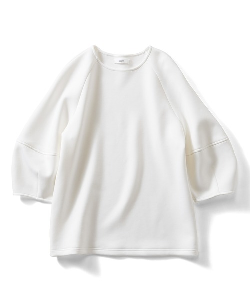 IEDIT（イディット）の「ＩＥＤＩＴ　ランタンスリーブのきれいめダンボールカットソートップス（Tシャツ/カットソー・レディース・パープル/ホワイト・XX-LARGE/X-LARGE/LARGE/MEDIUM/XXX-LARGE/SMALL）」の7枚目の写真