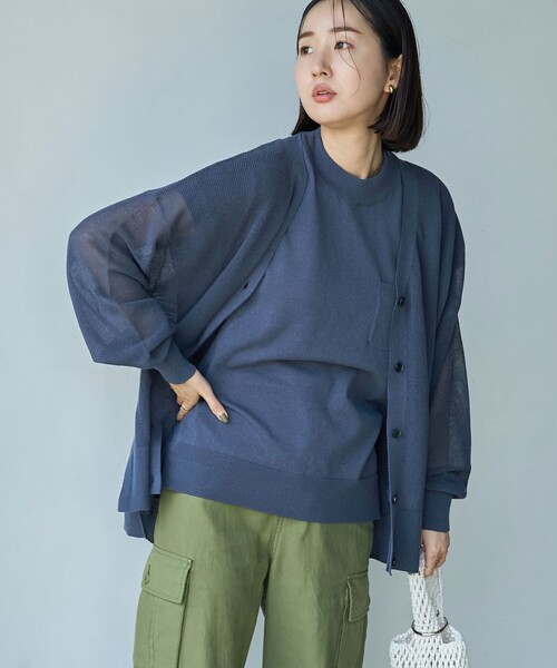 coen（コーエン）の「サラコカタアゼVネックニットカーディガン（カーディガン/ボレロ・レディース・ブラック/ダークブラウン/ライトグレー/ネイビー/オレンジ・FREE）」の4枚目の写真