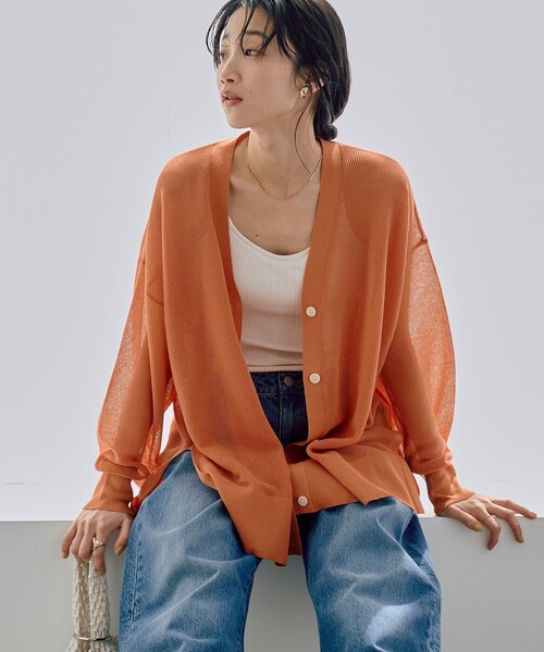 coen（コーエン）の「サラコカタアゼVネックニットカーディガン（カーディガン/ボレロ・レディース・ブラック/ダークブラウン/ライトグレー/ネイビー/オレンジ・FREE）」の5枚目の写真