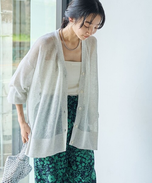 coen（コーエン）の「サラコカタアゼVネックニットカーディガン（カーディガン/ボレロ・レディース・ブラック/ダークブラウン/ライトグレー/ネイビー/オレンジ・FREE）」の2枚目の写真