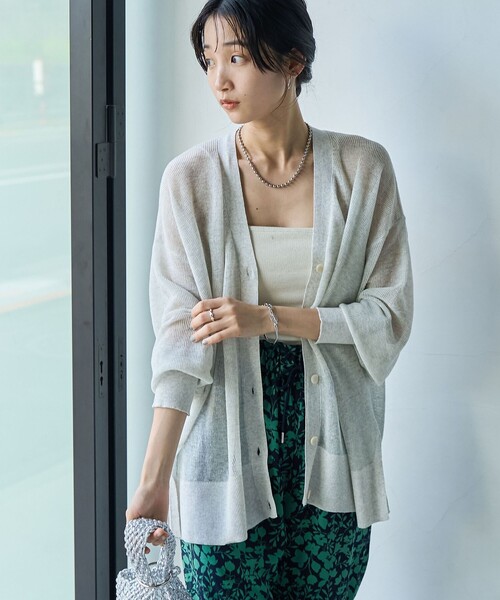 coen（コーエン）の「サラコカタアゼVネックニットカーディガン（カーディガン/ボレロ・レディース・ブラック/ダークブラウン/ライトグレー/ネイビー/オレンジ・FREE）」の6枚目の写真