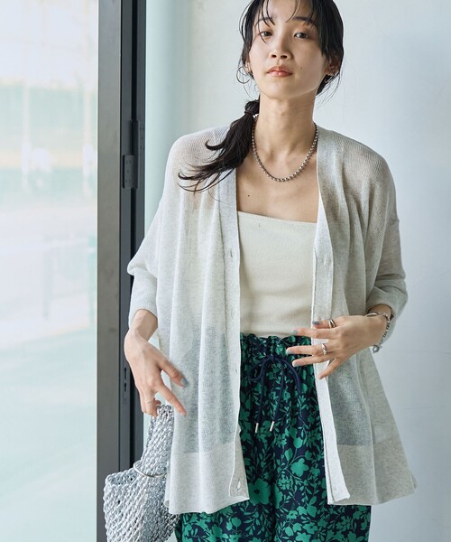 coen（コーエン）の「サラコカタアゼVネックニットカーディガン（カーディガン/ボレロ・レディース・ブラック/ダークブラウン/ライトグレー/ネイビー/オレンジ・FREE）」の9枚目の写真