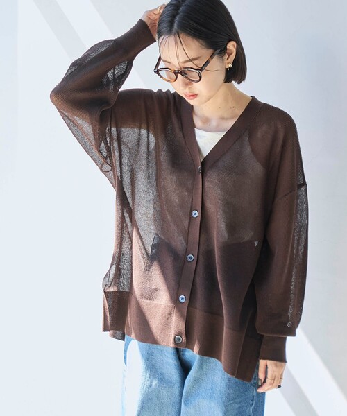 coen（コーエン）の「サラコカタアゼVネックニットカーディガン（カーディガン/ボレロ・レディース・ブラック/ダークブラウン/ライトグレー/ネイビー/オレンジ・FREE）」の13枚目の写真