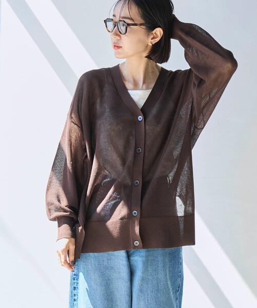 coen（コーエン）の「サラコカタアゼVネックニットカーディガン（カーディガン/ボレロ・レディース・ブラック/ダークブラウン/ライトグレー/ネイビー/オレンジ・FREE）」の14枚目の写真