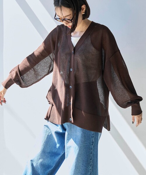 coen（コーエン）の「サラコカタアゼVネックニットカーディガン（カーディガン/ボレロ・レディース・ブラック/ダークブラウン/ライトグレー/ネイビー/オレンジ・FREE）」の15枚目の写真