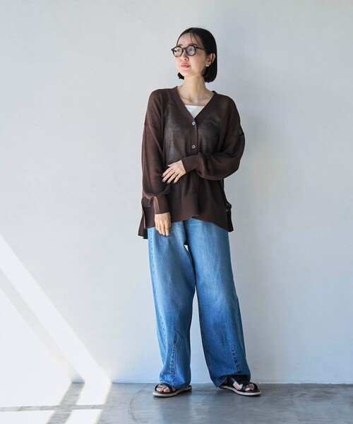 coen（コーエン）の「サラコカタアゼVネックニットカーディガン（カーディガン/ボレロ・レディース・ブラック/ダークブラウン/ライトグレー/ネイビー/オレンジ・FREE）」の17枚目の写真