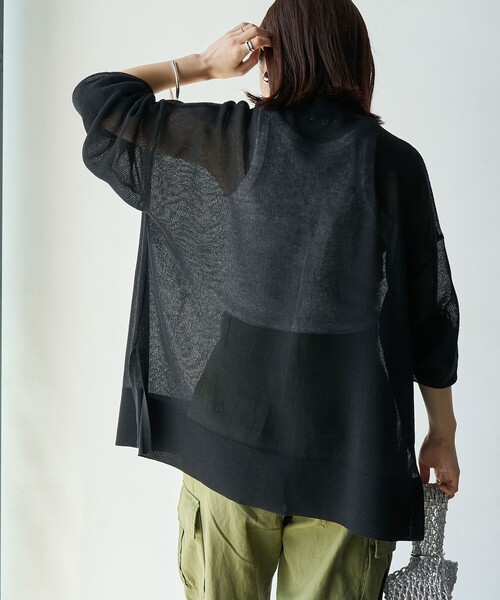 coen（コーエン）の「サラコカタアゼVネックニットカーディガン（カーディガン/ボレロ・レディース・ブラック/ダークブラウン/ライトグレー/ネイビー/オレンジ・FREE）」の21枚目の写真