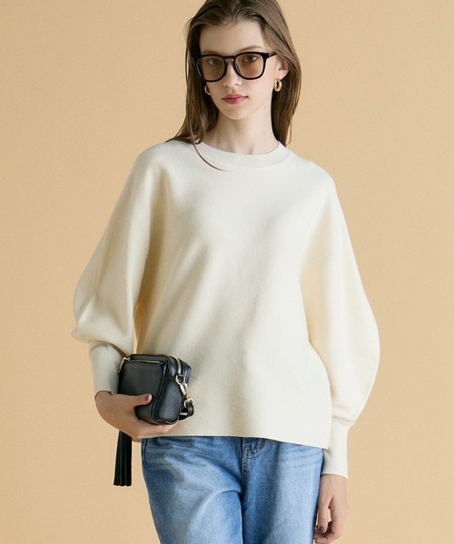 INED CLARO（イネドクラロ）の「バナナスリーブニット（ニット/セーター・レディース・レッド/アイボリー/ブラック・フリー）」の2枚目の写真