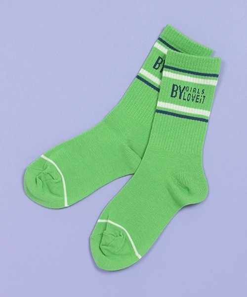 by LOVEiT（バイラビット）の「ラインロゴクルーソックス【日本製】（ソックス/靴下・キッズ・ネイビー/ライム/サックスブルー/オフホワイト・L/M/S/LL）」の3枚目の写真