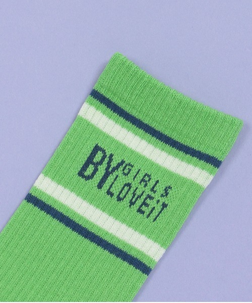 by LOVEiT（バイラビット）の「ラインロゴクルーソックス【日本製】（ソックス/靴下・キッズ・ネイビー/ライム/サックスブルー/オフホワイト・L/M/S/LL）」の8枚目の写真