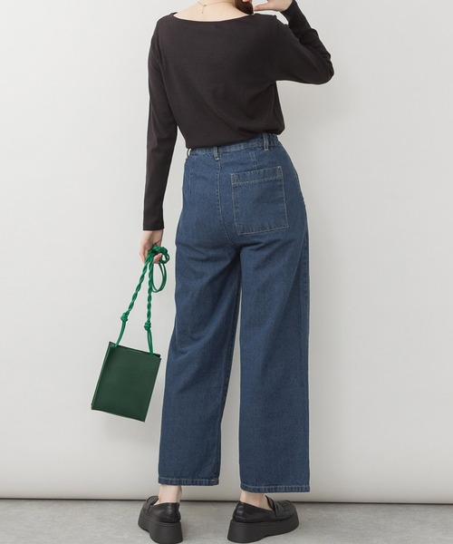 LARU(ラルー)の「取り外し可能 サスペンダー デニム ワイドパンツ(デニムパンツ・レディース・ネイビー/インディゴブルー・L/M)」の7枚目の写真