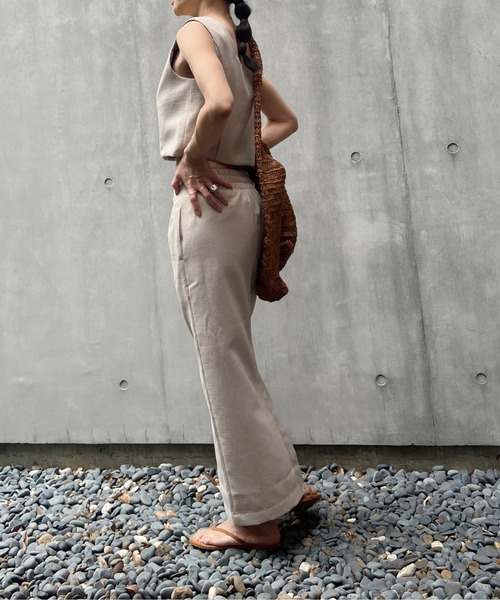 y/m by Yukie（イムバイユキエ）の「リネンタッチセットアップ【トップス＆スカート2点セット】（ワンピース・レディース・ブラック/ベージュ・FREE）」の3枚目の写真