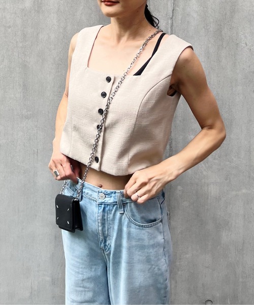 y/m by Yukie（イムバイユキエ）の「リネンタッチセットアップ【トップス＆スカート2点セット】（ワンピース・レディース・ブラック/ベージュ・FREE）」の18枚目の写真