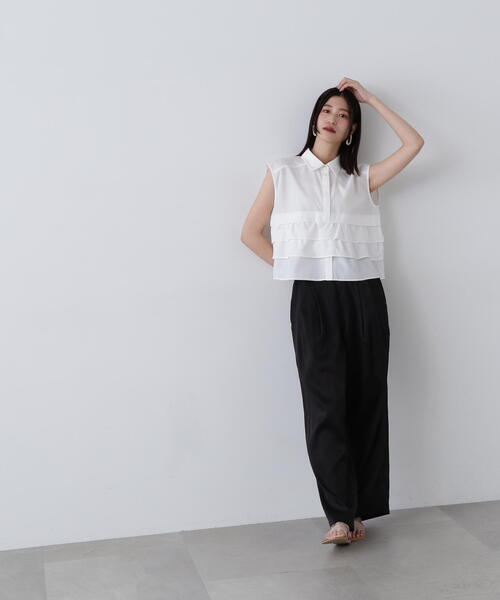 N.（N. Natural Beauty Basic）（エヌエヌナチュラルビューティーベーシック）の「◆レイヤードヘムクロップドシャツ（シャツ/ブラウス・レディース・ブルー系その他/ピンク系その他/オフホワイト・MEDIUM）」の7枚目の写真