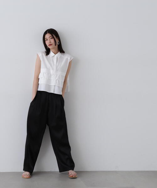 N.（N. Natural Beauty Basic）（エヌエヌナチュラルビューティーベーシック）の「◆レイヤードヘムクロップドシャツ（シャツ/ブラウス・レディース・ブルー系その他/ピンク系その他/オフホワイト・MEDIUM）」の8枚目の写真