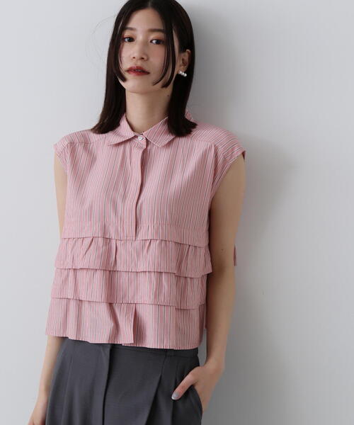 N.（N. Natural Beauty Basic）（エヌエヌナチュラルビューティーベーシック）の「◆レイヤードヘムクロップドシャツ（シャツ/ブラウス・レディース・ブルー系その他/ピンク系その他/オフホワイト・MEDIUM）」の13枚目の写真