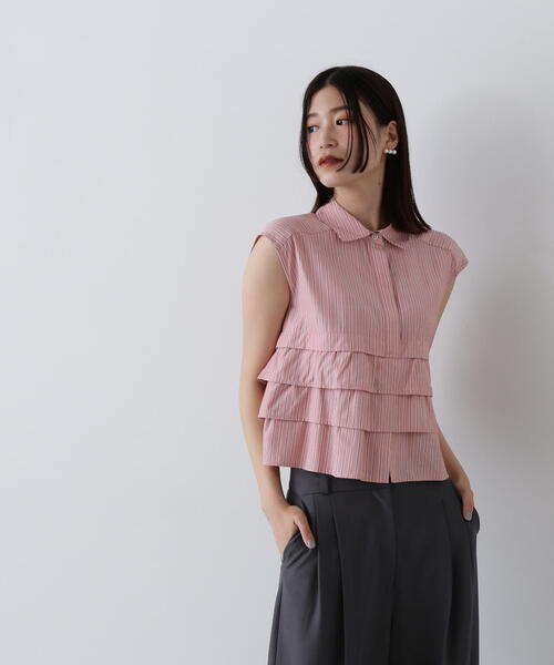 N.（N. Natural Beauty Basic）（エヌエヌナチュラルビューティーベーシック）の「◆レイヤードヘムクロップドシャツ（シャツ/ブラウス・レディース・ブルー系その他/ピンク系その他/オフホワイト・MEDIUM）」の19枚目の写真