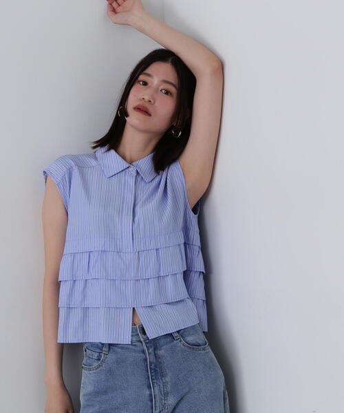 N.（N. Natural Beauty Basic）（エヌエヌナチュラルビューティーベーシック）の「◆レイヤードヘムクロップドシャツ（シャツ/ブラウス・レディース・ブルー系その他/ピンク系その他/オフホワイト・MEDIUM）」の20枚目の写真