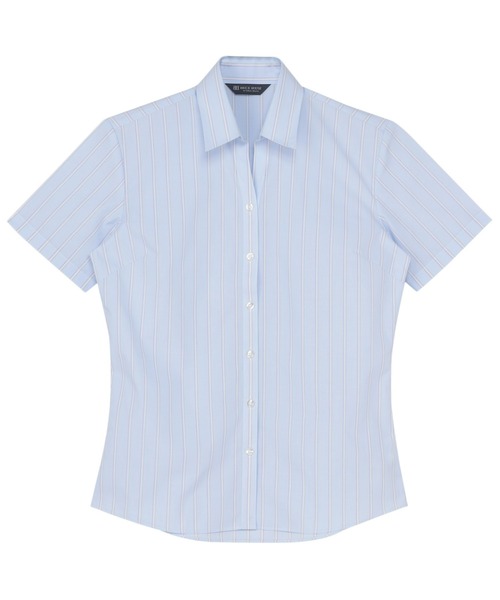 TOKYO SHIRTS(トウキョウシャツ)の「形態安定ノーアイロン スキッパー 半袖ビジネスワイシャツ(ビジネスシャツ・レディース・ブルー・M/L/LL/XL/S)」の1枚目の写真