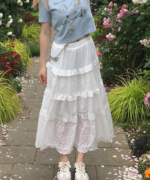 RiLi（リリ）の「マキシコットンフリルスカート【RL】（スカート・レディース・ホワイト・S/M）」の5枚目の写真