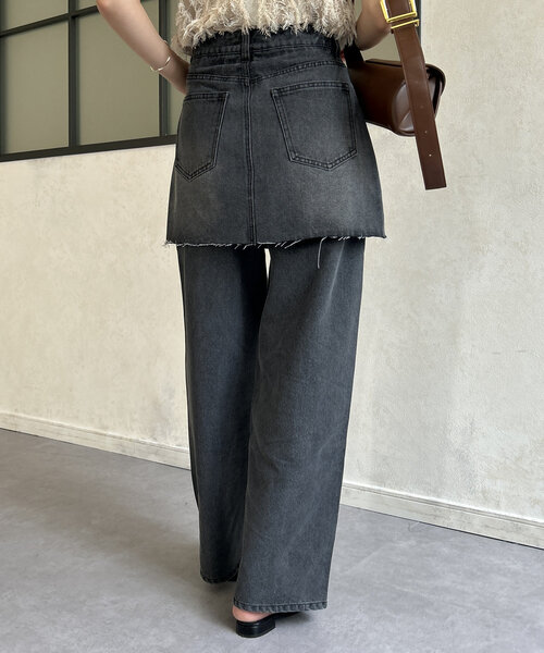 Thevon(ゼボン)の「レイヤードデニムパンツ(デニムパンツ・レディース・ブラック/サックスブルー/ブルー・S/M)」の16枚目の写真