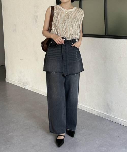 Thevon(ゼボン)の「レイヤードデニムパンツ(デニムパンツ・レディース・ブラック/サックスブルー/ブルー・S/M)」の19枚目の写真