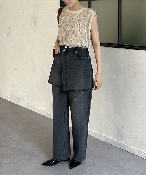 Thevon(ゼボン)の「レイヤードデニムパンツ(デニムパンツ・レディース・ブラック/サックスブルー/ブルー・S/M)」の20枚目の写真